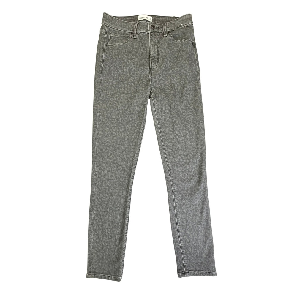 Abercrombie & Fitch Super Skinny Ankle Jeans Womens 26/2R Grey Leopard High Rise